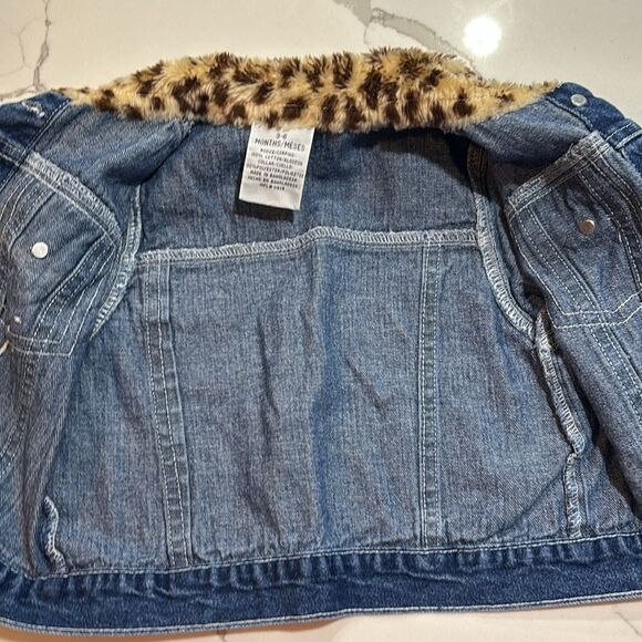 Arizona Jean Co | Vintage Girls Denim Jean Jacket Animal Print Faux Fur 3-6M - Picture 11 of 12